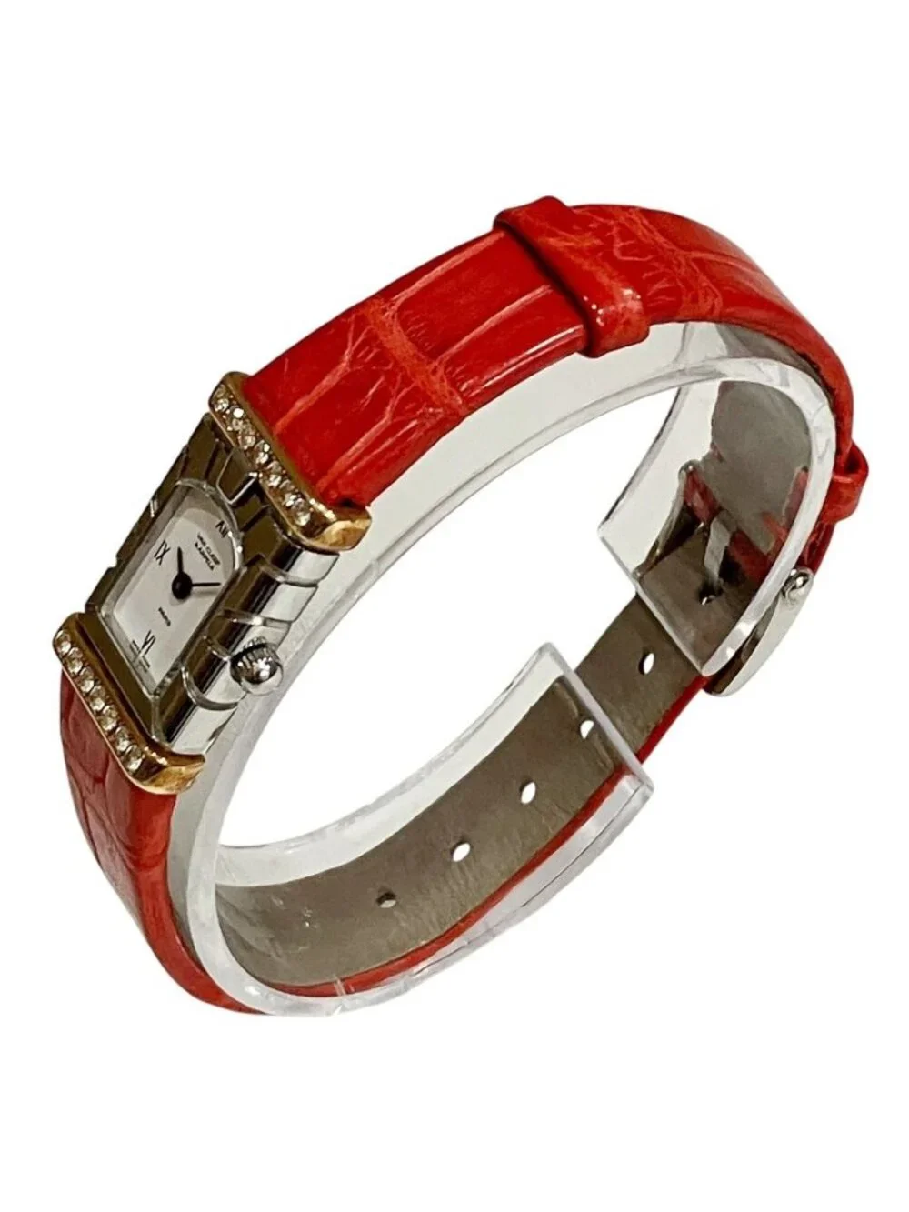 Van Cleef & Arpels Facade Watch SS Leather Quartz White Dial T5